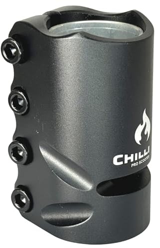 Chilli Pro Scooter Stunt-Scooter SCS 3-Bolt Compression Lenker/Gabel Klemme I Tret I Roller I für Lenker ohne Klemmschlitz I Bar Clamp (31,8 & 34,9 Schwarz)