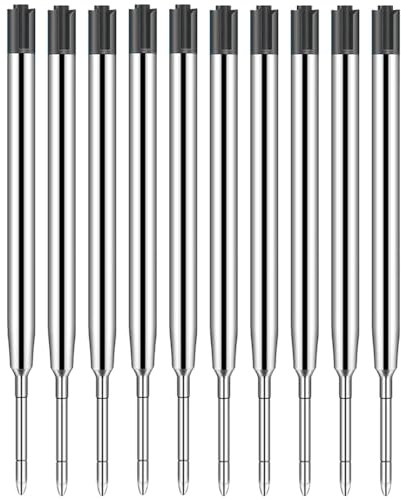 BAVALIN 10 Piezas Recambios de Bolígrafo de Metal - Recambios de Gran Capacidad Recambios de Tinta para Bolígrafos Ancho de Trazo 1.0mm Recambio Reemplazables Escritura Suave - Negro