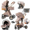 Nine point nine Trio Passeggino Neonati, Passeggino 3 in 1 con Doppia Modalità Spinta Reversibile, Carrozzina per Neonati con Grande Nacelle, Passeggino Trio con Telaio in Alluminio (V9 Khaki)