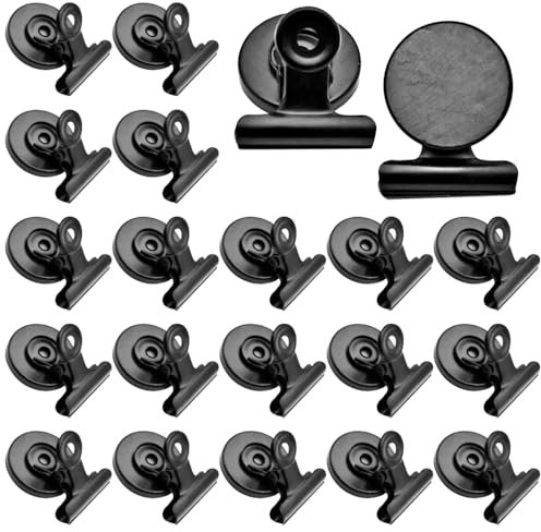 20 Stück Magnetclips, 31mm Magnetklammer, Metall Magnete mit Klammer Schwarz Magnetische Metall Klammer für Kühlschrank Whiteboard