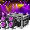 U`King LED Par Bühnenlicht Transportcase und 4 Stück 200W 18 LED Par Scheinwerfer RGB+UV Flightcase DMX512 8CH Hartschale/Leder/Baumwolle Futter/62,5 x 41 x 45,5 cm Anwendbar auf zeigen/Bar/Halloween