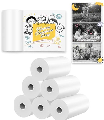 ARNSSIEN 6 Rouleaux de Papier d'impression pour Appareils Photo Instantanés pour Enfants, Papier Thermique HD Instantané, Papier d'impression Portable pour Appareil Photo pour Enfants