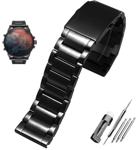 NRYCR Goldfarbenes Edelstahl-Uhrenarmband, 22 mm, 24 mm, 26 mm, 28 mm, massives Metallarmband für Diesel DZ7333, DZ4344, 22 mm, Achat