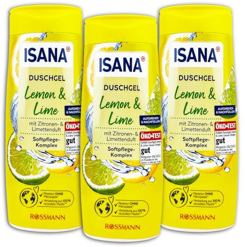 3 er Pack ISANA Duschgel Lemon & Lime 3 x 300 ml