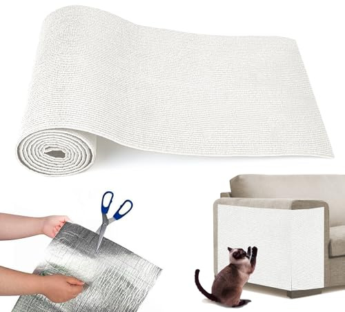 Soffskydd skrapa katt vägg skrapa katt soffa, 30 x 200 cm självhäftande skrapmattor kattmatta, katt skrapmattor för katt, vit