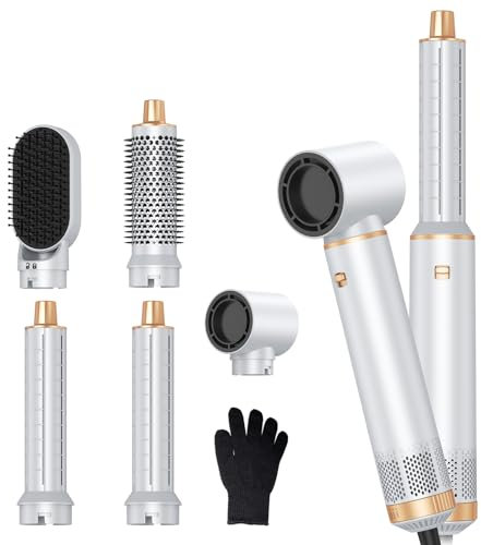 Neue Haartrockner Airstyler 5 in 1 Set, Ionen Föhnbürste mit 32mm Auto-Lockenstab, 1000W Hairstyler mit Glättbürste, Thermal Brush, für Trocknen, Locken und Straighthen der Haare-Alle Haartypen