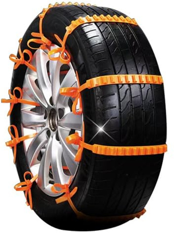 2025 Reusable Anti Skid Snow Tire Chains Car Winter Wheels Chain Universal Cable Tire Belts, Nylon Non-Slip Zip Tie Tires Chain Emergency for Auto Pickup Trucks Suv on Ice Sand Mud Rain Road (Orange)