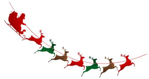 KONTONTY 1stk Schlitten Rentiere Ziehen Blumen Partydekorationen Camping-lichterketten Weihnachtsdekoration Drinnen Rot Rahmen Santa-banner Weihnachtsbanner Neon Weihnachtsmistel Gefühlt
