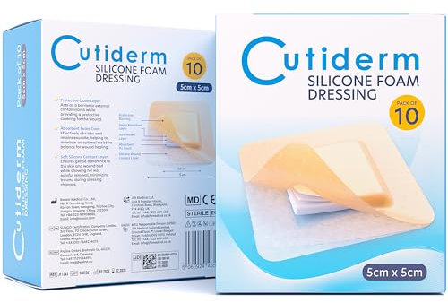 Cutiderm Gentle Silicone Foam Comfort Wound Dressing with Lite Border (5cm x 5cm (Pack of 10))