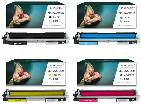 Tonerkartuschen für HP CE-310A / CF-350A CMYK, 1.300 Seiten Schwarz + 1.000 Seiten pro Farbe, CE310A / CF350A, kompatibel mit CP1025 CP1025nw MFP M175a M175nw, 4 Stück