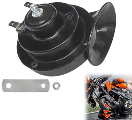 Hörner Signalhorn 12V,Klang Hupe Motorrad Laut,12V Elektrisches Schneckenhorn Super Laute Hupe,Elektrisch Doppelhupe Bootshorn Schneckenlufthorn,Wasserdicht Schneckenlufthorn Kit,1PCS (Schwarz)
