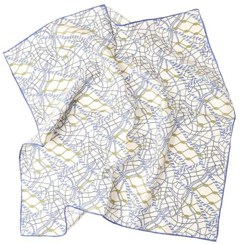 Prettystern Seide Halstuch Damen Herren kleines Seidentuch Nickituch Sommer Frühling kleines Seiden-Tuch 53. beige hellblau