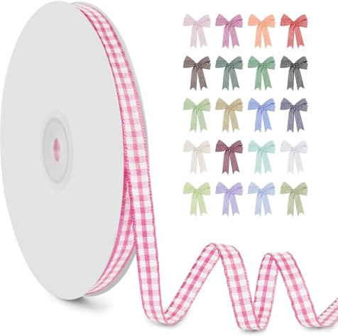 LERAETI Geschenkband Rosa Karoband 6mm x 45m zum Verzieren & Basteln, Kariertes Band Breites Schleifenband, Dekoband für DIY Bastelkuchen, Strauß Dekoration, Geschenkverpackung, Haarschleife