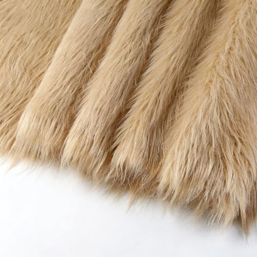 Langfloriger Kunstpelzstoff flauschiger Plüschstoff Bastelmaterial für Kostüme Mode Teppiche Requisiten Hintergründe Nähen Basteln Dekorationen, 170 x 50 cm(Color:Khaki)
