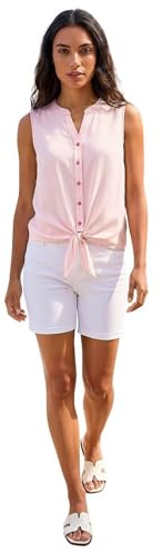 Roman Originals Floral Tie Front Blouse for Women UK - Ladies Everyday Holiday Spring Summer V-Neckline Comfy Soft Evening Vacation Work Party - Light Pink - Size 12