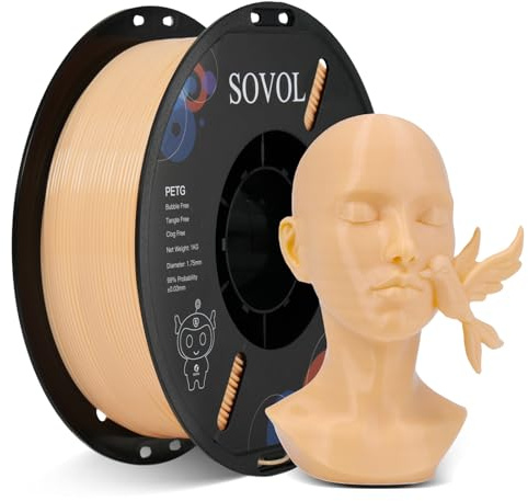 Sovol 3D-Drucker PETG-Filament 1,75 mm 1 kg, Haut | Hohe Präzision, hohe Reißfestigkeit, feste Verdrahtung, Maßgenauigkeit +/- 0,03 mm, 3D-Druck-PETG-Filamente