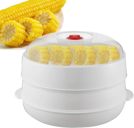 Mikrowellen-Dampfgarer mit Deckel und Tablett, Kartoffeldämpfer für Mikrowelle, Küchenkochgeschirr zum Erhitzen von Mahlzeiten, Nudeln, Knödel, Fleisch, Speck, Mais, Kartoffeln, Gerichten