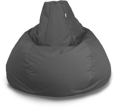 Bags of Beans Wipe Clean Giant Adult Gaming Bean Bag Pre-Filled - Grey | Water Resistant Large Teens Beanbag Lounger - Heavy Duty & Machine Washable Removeable Cover - Gaming Room - 112(H) x 68(W)cm