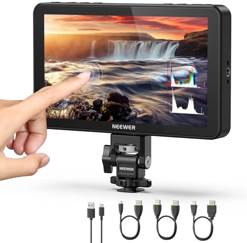 NEEWER Monitor de Campo de cámara F600 de 7 Pulgadas, Pantalla táctil IPS HD de 2400 nits, 1920 x 1080 con LUT 3D, Entrada y Salida HDMI 4K con Enfoque Pico DSLR Video Assist HDR, Soporte de Zapata
