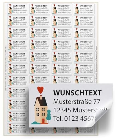 Adressaufkleber personalisiert – 44 Adressetiketten selbstklebend – 4,6 x 2,4 cm – Absender Aufkleber mit Name selbst gestalten – (Motiv 4)