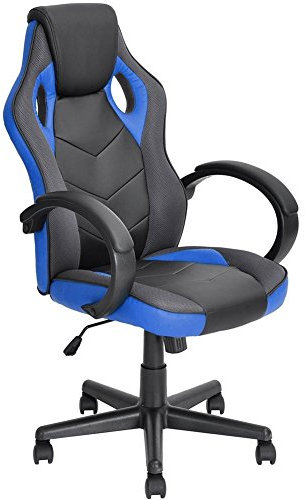 BAKAJI Sedia Gaming Poltrona da Ufficio Direzionale Ruote Girevole Sportiva Racer Direzionale Office Racing Presidenziale Casa Studio Sedia Da Scrivania Uffici Altezza Regolabile (Blu)