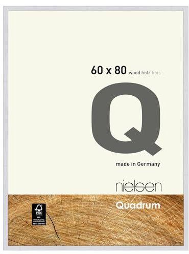 nielsen Quadrum Wooden Picture Frame - White Veneer 60x80cm - with Float Glass and Easy Push-Turn Clips - for Photos and Art