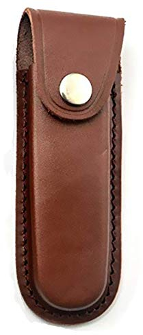 Aibote Folding Blade Knife Sheath Hunting Holster Carrying Leather Holder Sheaths Scabbard Pouch Bag for Swiss Army Knife Tactical Foldable Knives (Brown)