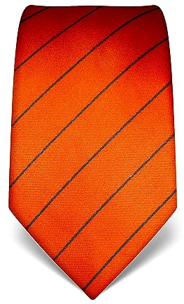 Vincenzo Boretti Herren Krawatte reine Seide gestreift edel Männer-Design zum Hemd mit Anzug für Business Hochzeit 8 cm schmal/breit orange