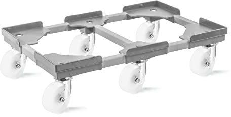 aidB Transportroller Variabel 1x unterteilt für Euroboxen mit 6 Kunststofflenkrollen, Grau, 600x400 mm, variabler Rollwagen zum Transport von Kisten, Praktischer Kistenroller