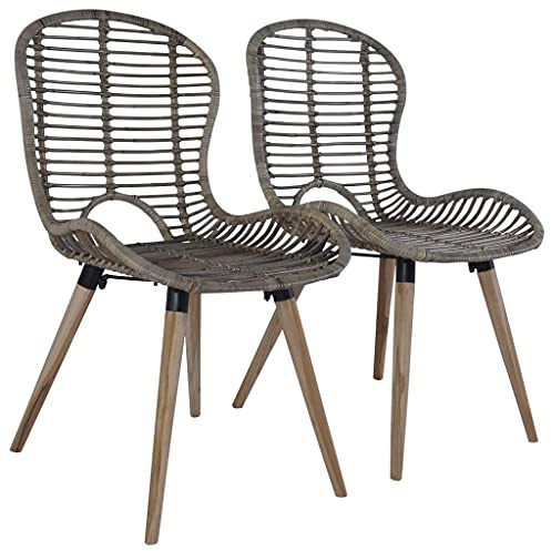 vidaXL Esszimmerstühle 2 STK. Braun Natürliches Rattan