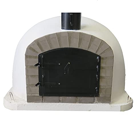 DIOVERDE White Deluxe Extra Wood Fired Pizza Oven, Grey Arch, Black Door, 100cm x 100cm
