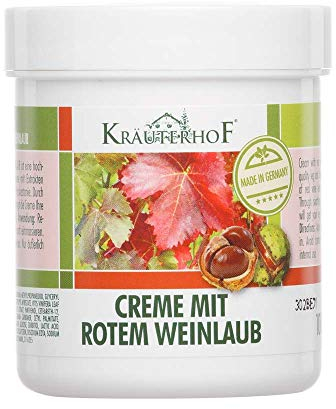 Crema con hojas rojas de vid de Kräuterhof®, loción bálsamo para piernas y pies, 100 ml