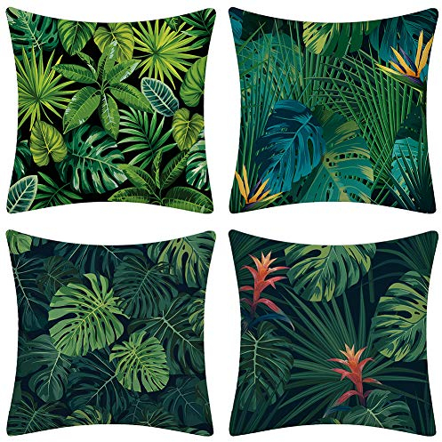 JOTOM Dekorative Kissenbezug Kissenhülle Dekokissen Stil Thema Dekokissen Sofakissen Bezug 45 x 45 cm 4er Set für Fall Sofa Auto Büro Cafe Outdoor Garten