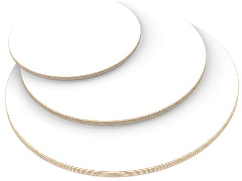 AUPROTEC Plateau de Table 18mm Rond Ø 300 mm Blanc Contreplaqué revêtu en mélamine 20cm-148cm au Choix Panneau de Contreplaqué en Bouleau