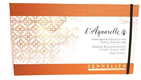 Carnet Aquarelle entoilé spirale 15 x 25 cm 20 feuilles 300g Sennelier