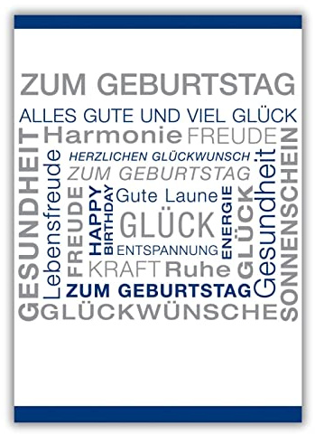 bsb A4 Geburtstagskarte Frau & Mann in 21 x 29,7 cm - Karte Geburtstag mit Wünsche-Motiv - liebevolle Karten zum Geburtstag Frau - kunstvolle Geburtstagskarte Mann - Geschenkkarte