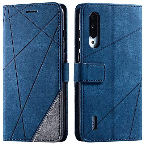 SONWO Hülle für Xiaomi MI 9 Lite, Premium Leder PU Handyhülle Flip Case Wallet Silikon Bumper Schutzhülle Klapphülle für Xiaomi MI 9 Lite, Blau