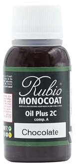 Rubio Monocoat Holzöl-Finish 0.8 m² - Chocolate | Oil Plus 2C | Schnell trocknendes, umweltfreundliches Leinsamen-Holzöl für den Innenbereich, inkl. Beschleuniger (Teil B) | Protector | 20 ML