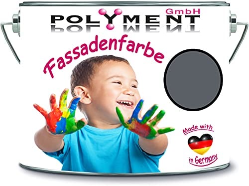 Polyment GmbH 2 Liter hochwertige Silikonharz Fassadenfarbe Sockelfarbe RAL-Farbtonkarte (RAL 7012 Basaltgrau)