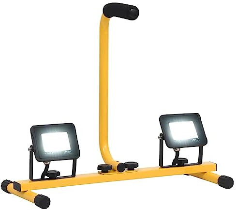 vidaXL LED Fluter mit Handgriff Flutlicht Baustrahler Scheinwerfer Außenstrahler Gartenstrahler Arbeitsscheinwerfer Arbeitsleuchte 2x10W Kaltweiß