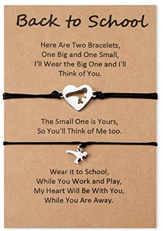 CheersLife Zurück Zur Schule Geschenke Mutter Tochter Sohn Armbänder Set Für 2 Passende Dinosaurier Wunsch Armbänder Erster Schultag Geschenk Für Mädchen Jungen