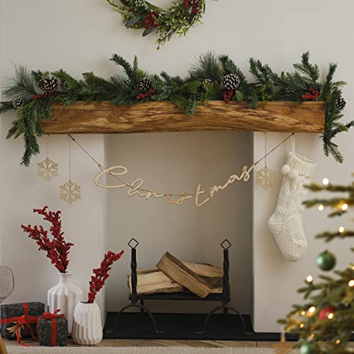 Ginger Ray Guirnalda de follaje Artificial de Navidad con Bayas y piñas para Chimenea, 1,8 Metros, RUS-160