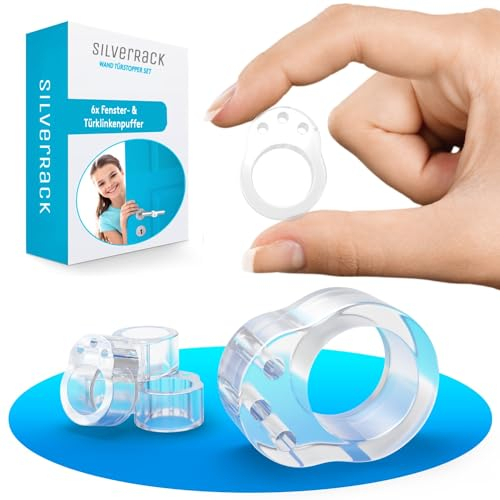SilverRack® Türstopper Türklinkenpuffer Transparent [6 Stück] - Wandpuffer als perfekter Schutz für Wand und Tür - Türpuffer Wandschutz als Türstopper für Türklinken und Fenster