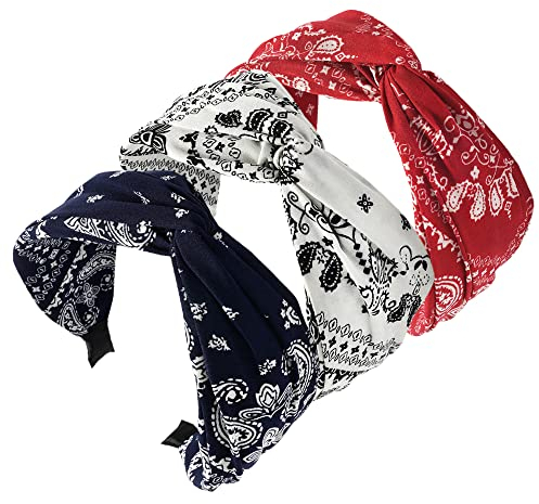 3PCS Stirnbänder für Frauen Haare Boho Wrap Tie Mode Haarbänder Elastische Twist Haartuch Hübsche Fliege Breite Alice Haarbänder für Frauen Uk und Mädchen