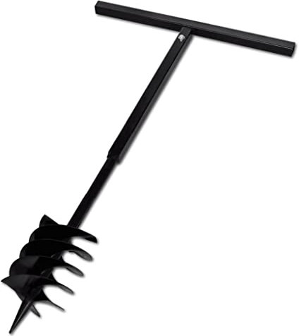 WIFESE Bohrer mit Griff 180 mm Benzin Erdbohrer für Bohrmaschine Garten Handbohrer Bodenbohrer Erdbohrgerät Spiralbohrer Erdlochbohrer Holzbohrer Metallbohrer Drei Spirale Eisen Schwarz