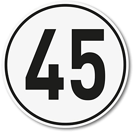 iSecur 45 km/h Aufkleber I Größe Ø 20 cm I Geschwindigkeitsaufkleber I hin723