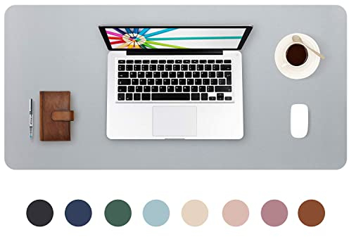 DOBAOJIA Schreibtischunterlage Grau, Schreibtischmatte, Desk Pad, Schreibtischschutz, Schreibblock, für Laptop/Tastatur/Maus/Hause/Büro, PU Leder Wasserdicht + Wildleder Rutschfest 70 x 35cm
