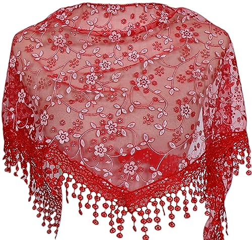 MAIRY Woman Scarf Elegant Damen Geschenke Schal Damen Schal Spitze Dreieck Schale Weiches Dreieckstuch Leichter Strickschal Halstuch für Frauen und Mädchen Lang Einfarbig DE138010