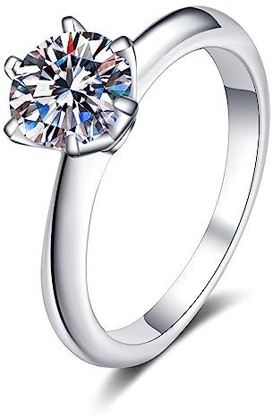 Ringe Silber 925 Damen, Runden Verlobungsringe Weiß Moissanite Ring 1.5ct Trauring Ehering Verlobung Hochzeit Geschenk Größe 47 (15.0)
