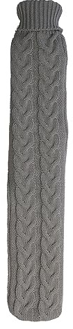 Long Hot Water Bottle Grey Chunky Knit 2 litres